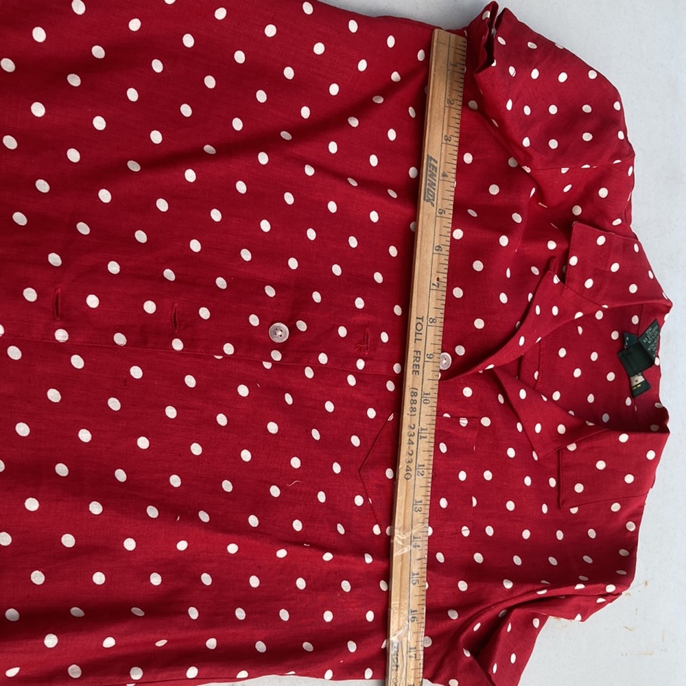 Ralph Lauren Linen Red and white polka dot blouse - Picture 5 of 7